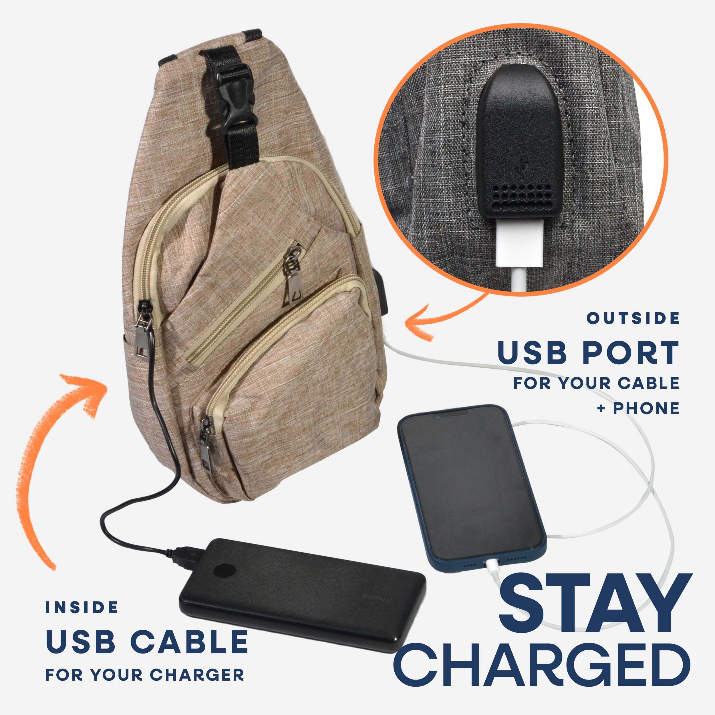 Nupouch Anti-Theft Daypack fabric close-up emphasizes water-resistant exterior for light rain.
