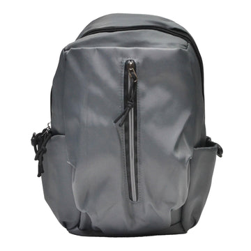 Nupouch lightweight gray sling bag front view showing compact silhouette and spacious interior