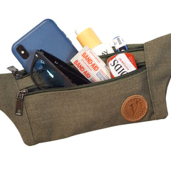Nupouch Tahoe Slim Hip Pack army green side strap for secure hands free carry