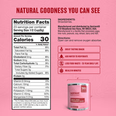 Nutrient Survival freeze-dried strawberries slices closeup highlight vibrant color and snack-ready form.