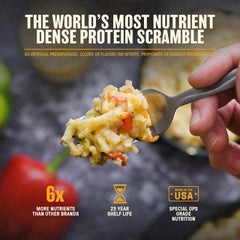 Nutrient Survival Homestyle Scramble Eggs being prepared with hot water for easy prep.