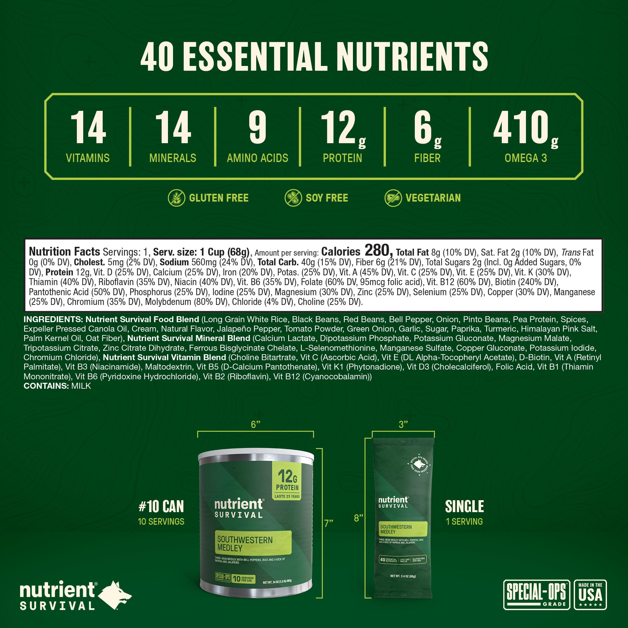 Nutrient Survival Southwestern Medley prepper-kit suggests off-grid meal options during outages.