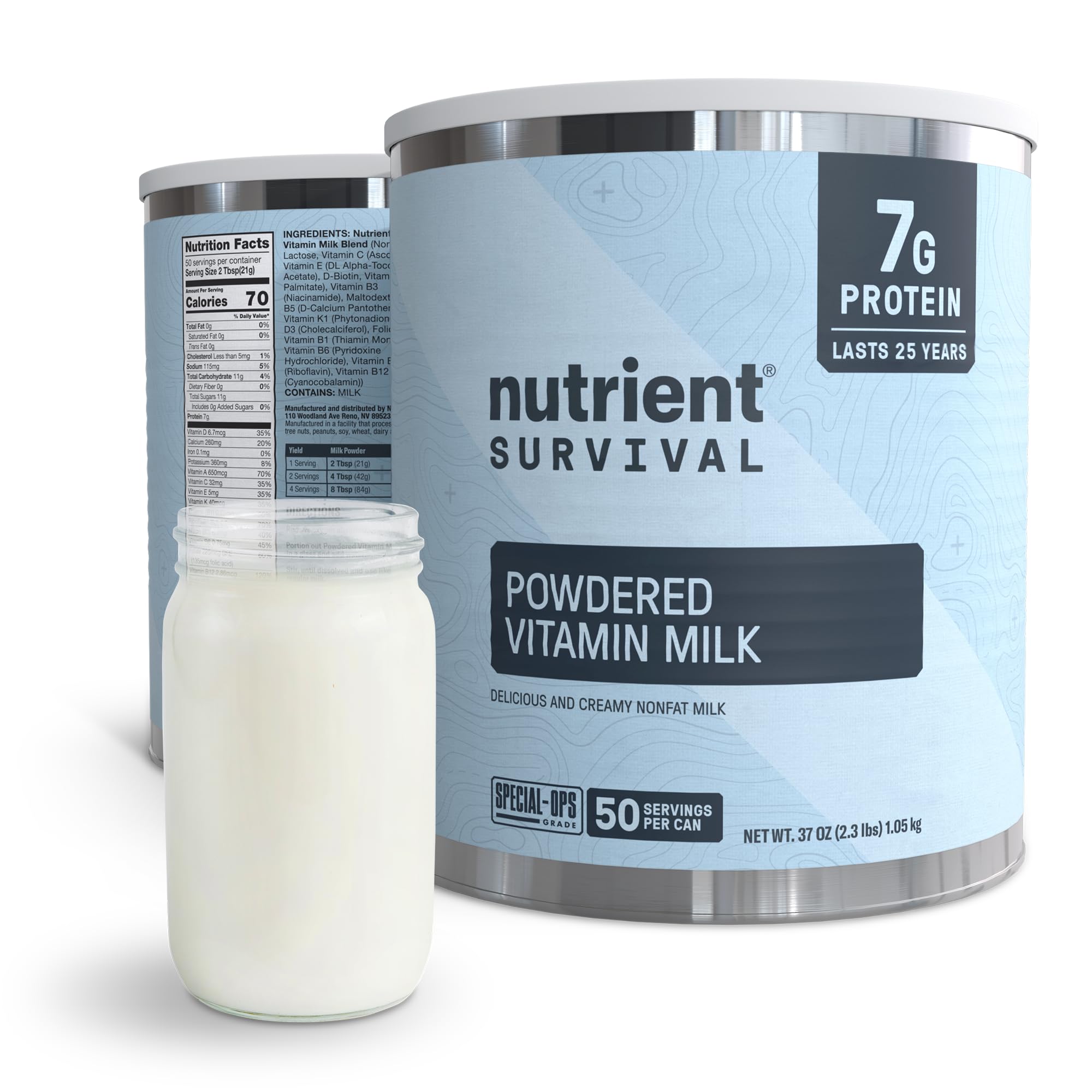 Nutrient Survival vitamin powdered milk can shows long shelf life and convenient nutrition.