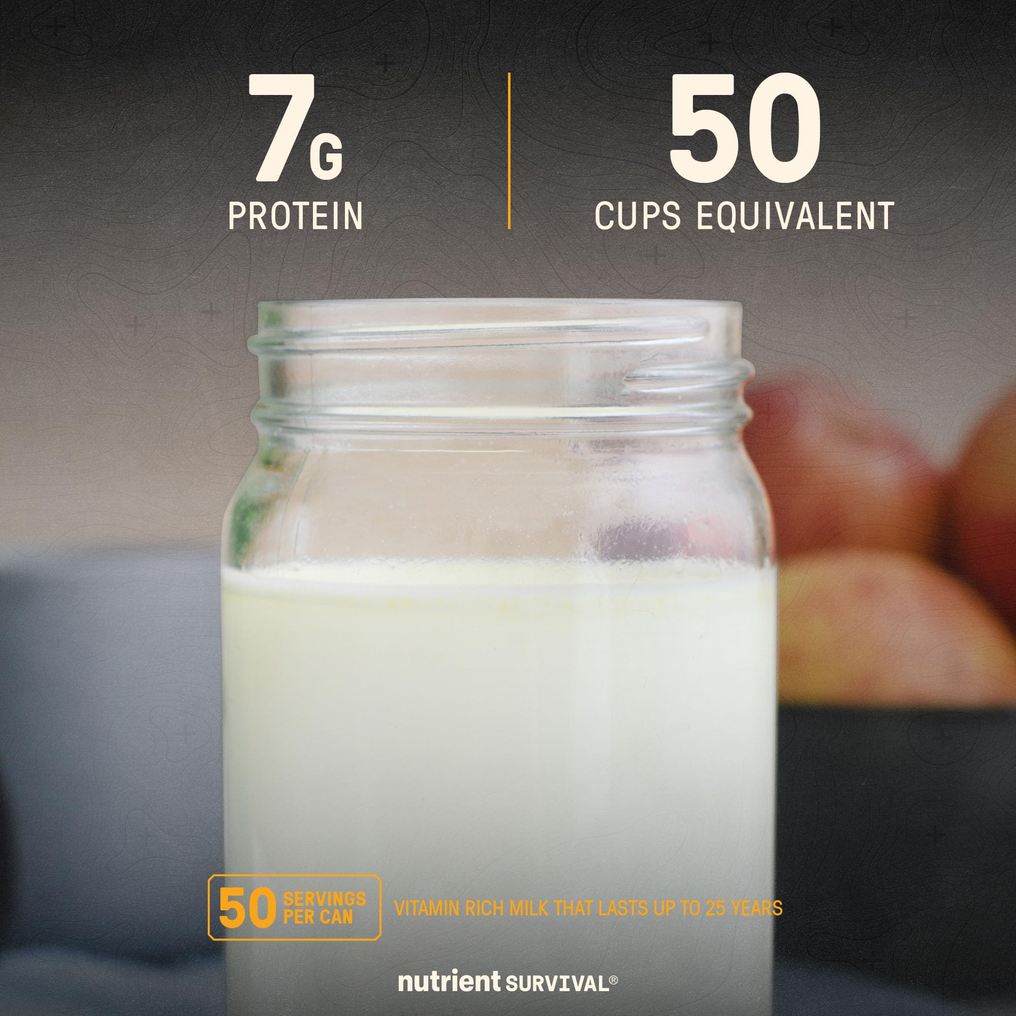 Nutrient Survival vitamin powdered milk scoop for quick serving on the go.