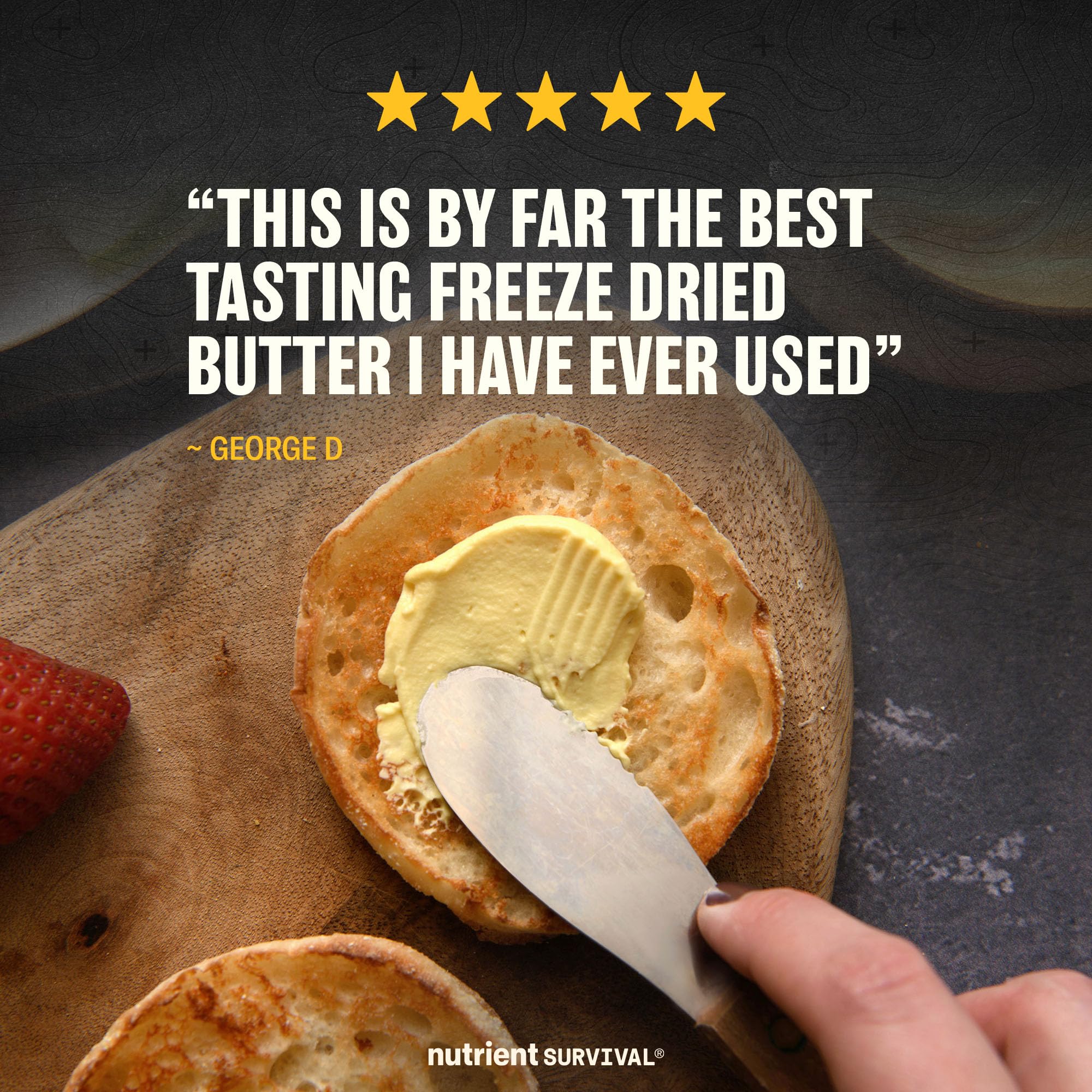 Nutrient Survival butter powder emergency-can shows long-term storage ready in pantry.