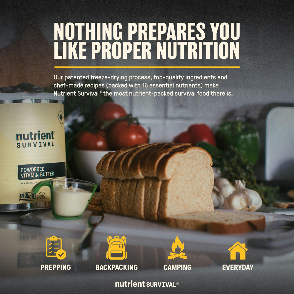 Nutrient Survival butter powder kitchen-dining image emphasizes everyday use.