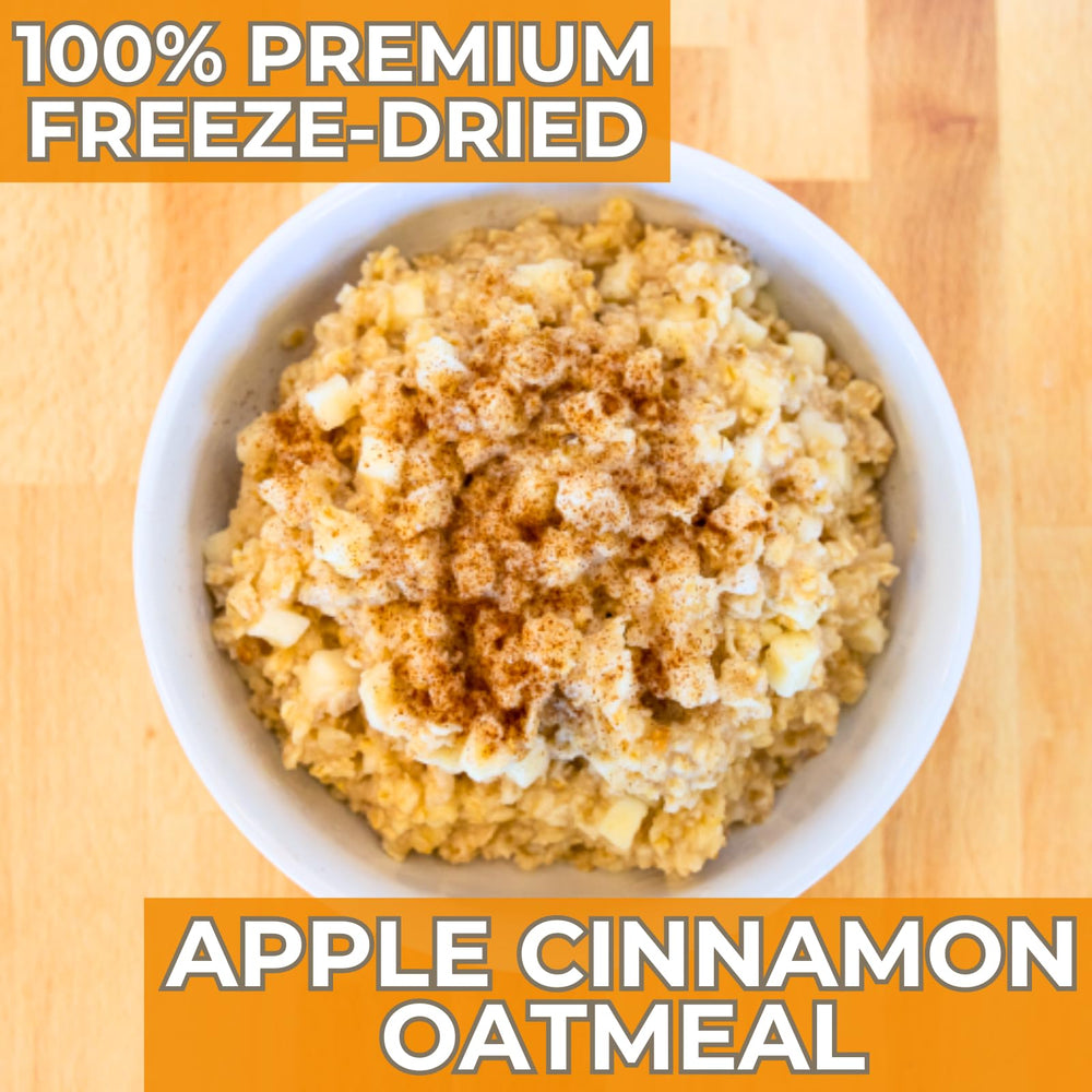 Nutristore apple cinnamon oatmeal bowl ready to serve with homestyle flavor and quick nourishment.