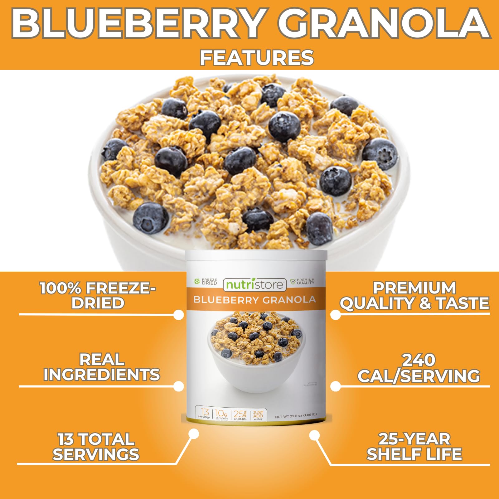 Nutristore blueberry granola camping MRE pack for lightweight meals