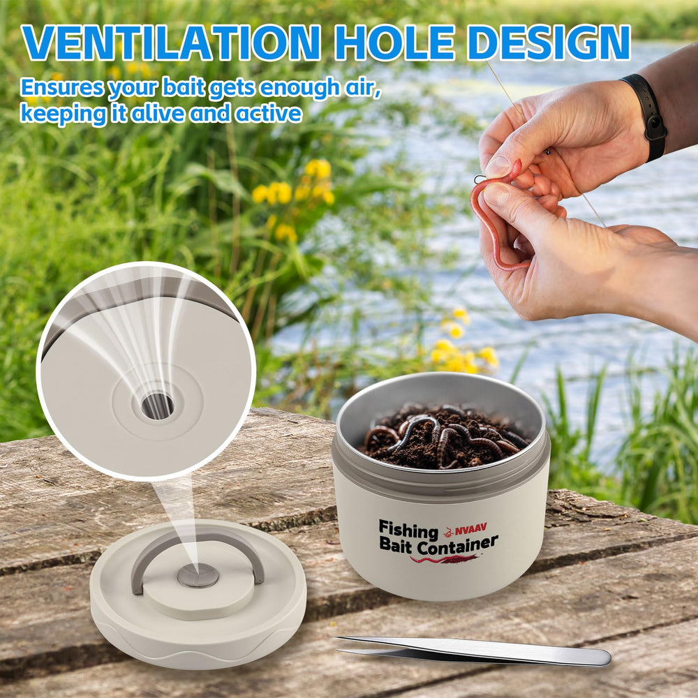Ventilation vents and lid of the live bait container