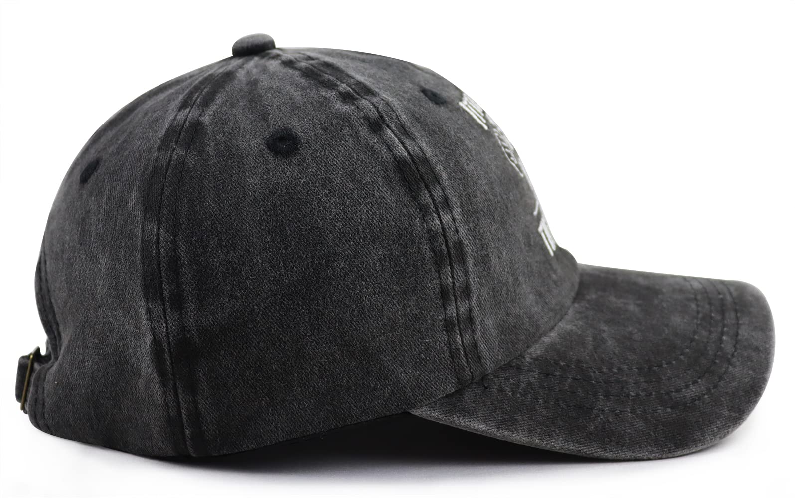 Back view with metal adjustable buckle on vintage 1945 cap