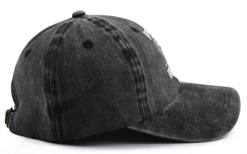 Back view with metal adjustable buckle on vintage 1945 cap