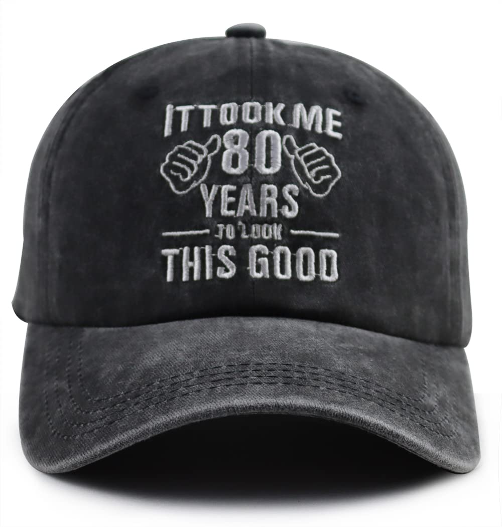 Front view of Nxizivmk 80th Birthday Baseball Cap showing 1945 embroidery