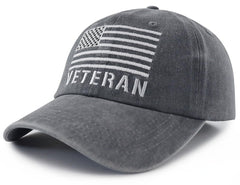 Close-up of embroidered USA flag and veteran design