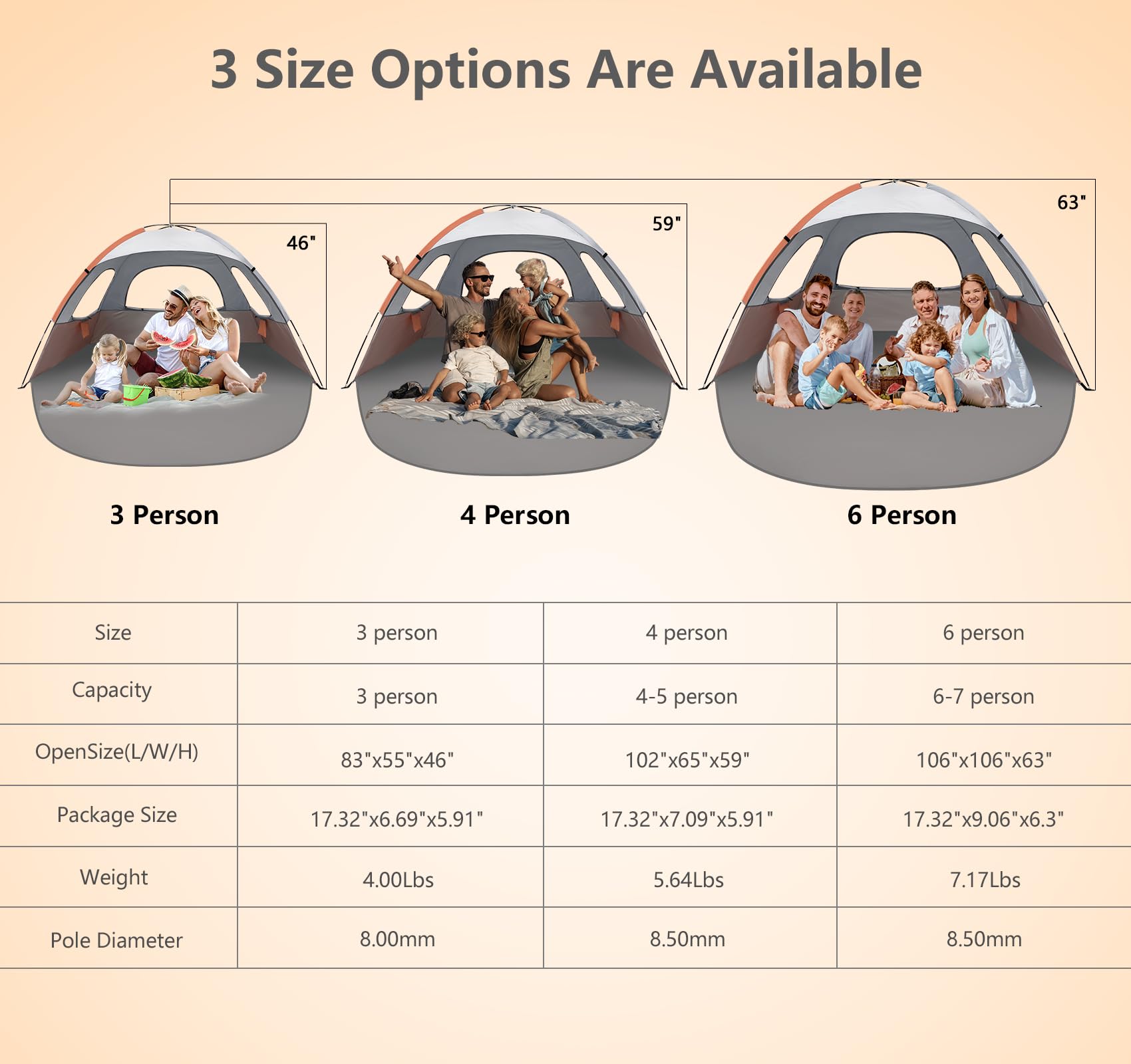 NXONE Beach Tent orange-white colorway adds bright sun shelter visibility at the beach.