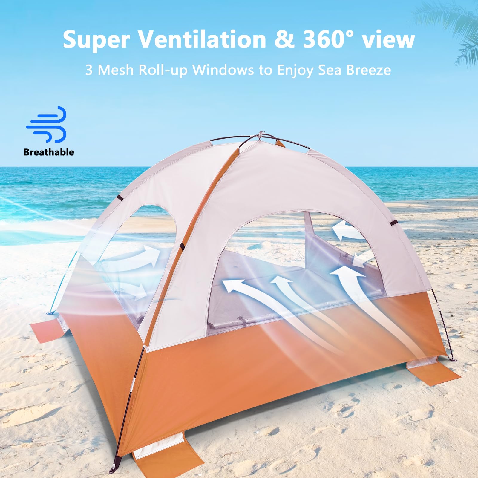 NXONE Beach Tent privacy mesh windows deliver airflow while keeping changing areas discreet.