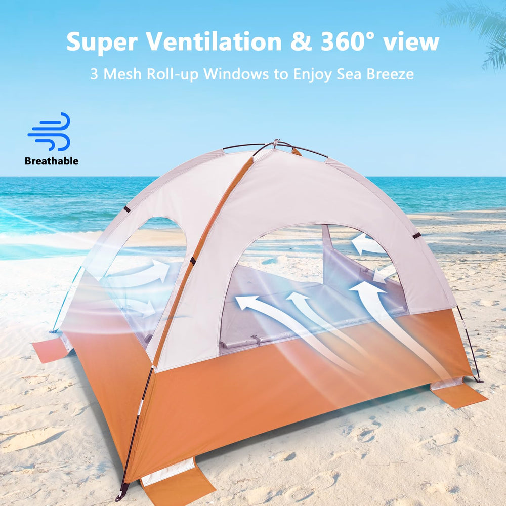 NXONE Beach Tent privacy mesh windows deliver airflow while keeping changing areas discreet.