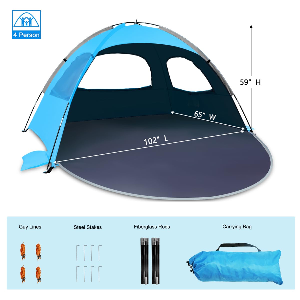 NXONE beach tent stability-anchors kit with sandbags and stakes for secure setup