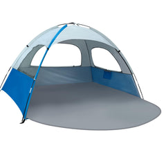 NXONE Beach Tent with UV protection in blue-white blocks sun for beach days