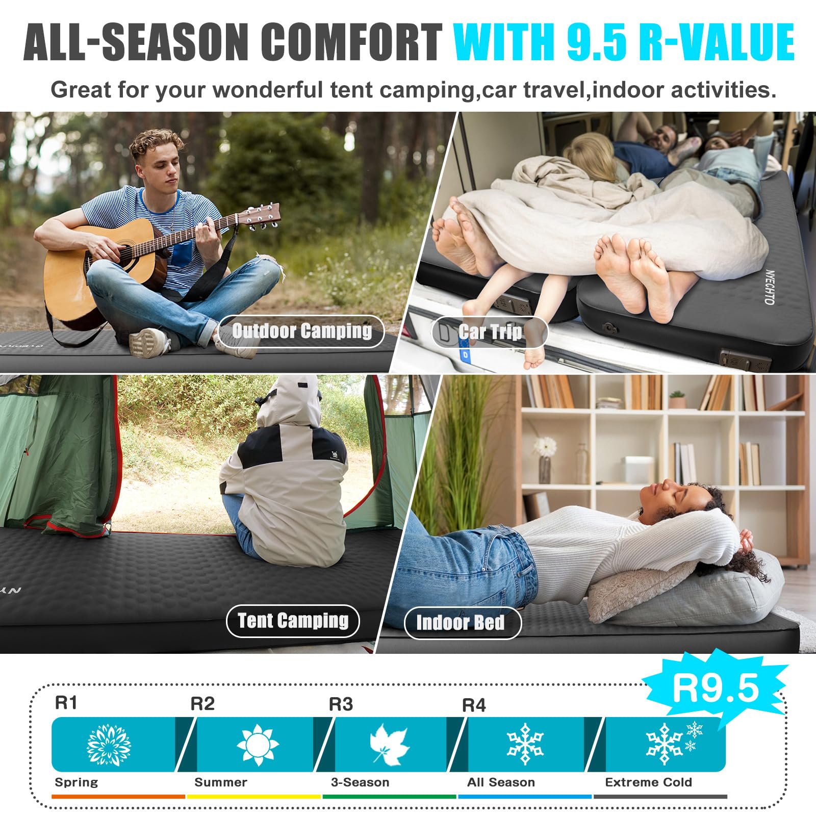 NYECHTO sleeping pad used in backyard campsite setup