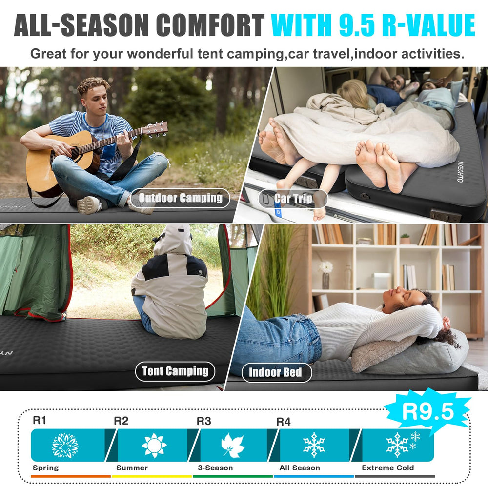 NYECHTO sleeping pad used in backyard campsite setup