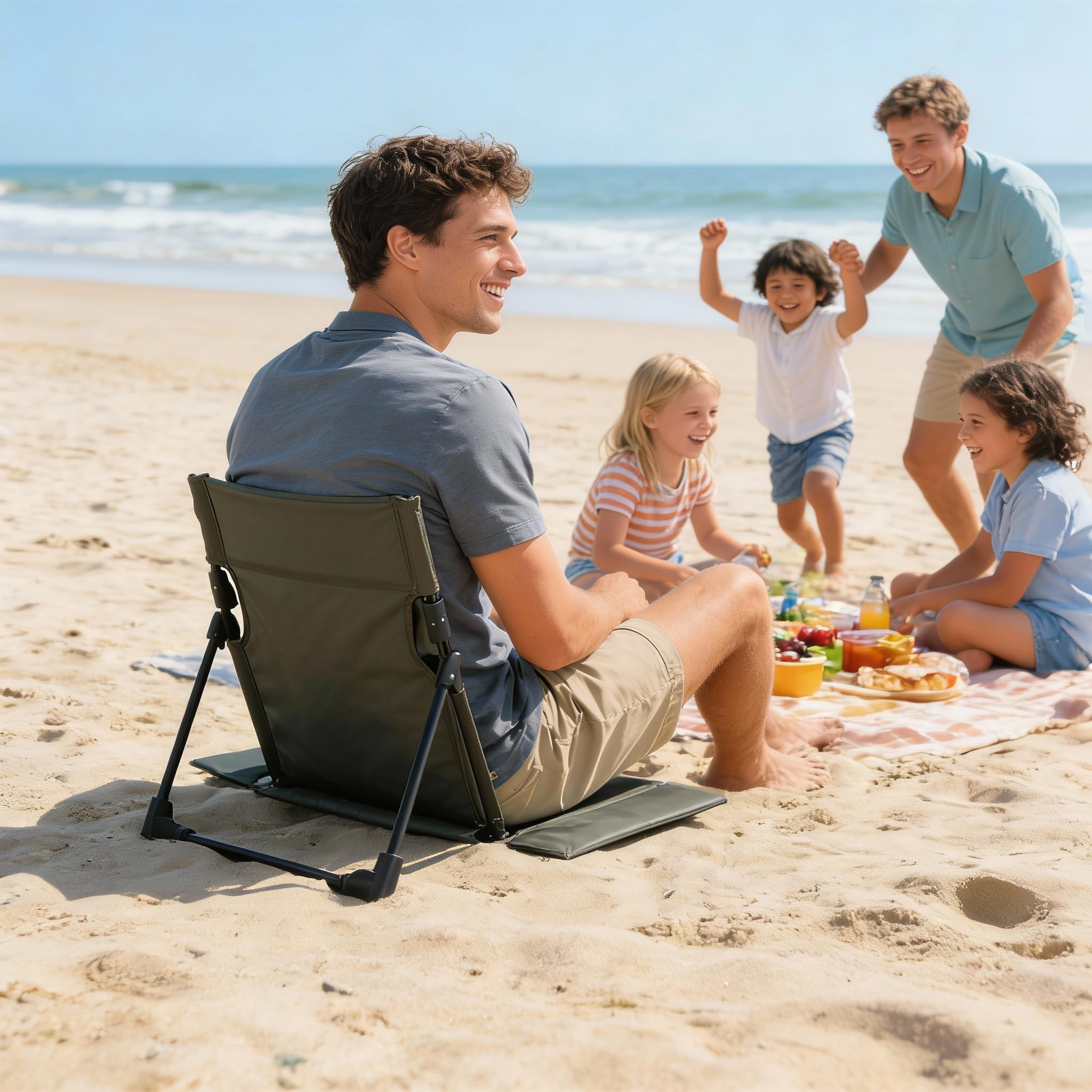 Nyeullcy folding camping chair compact folded for easy backpack travel.