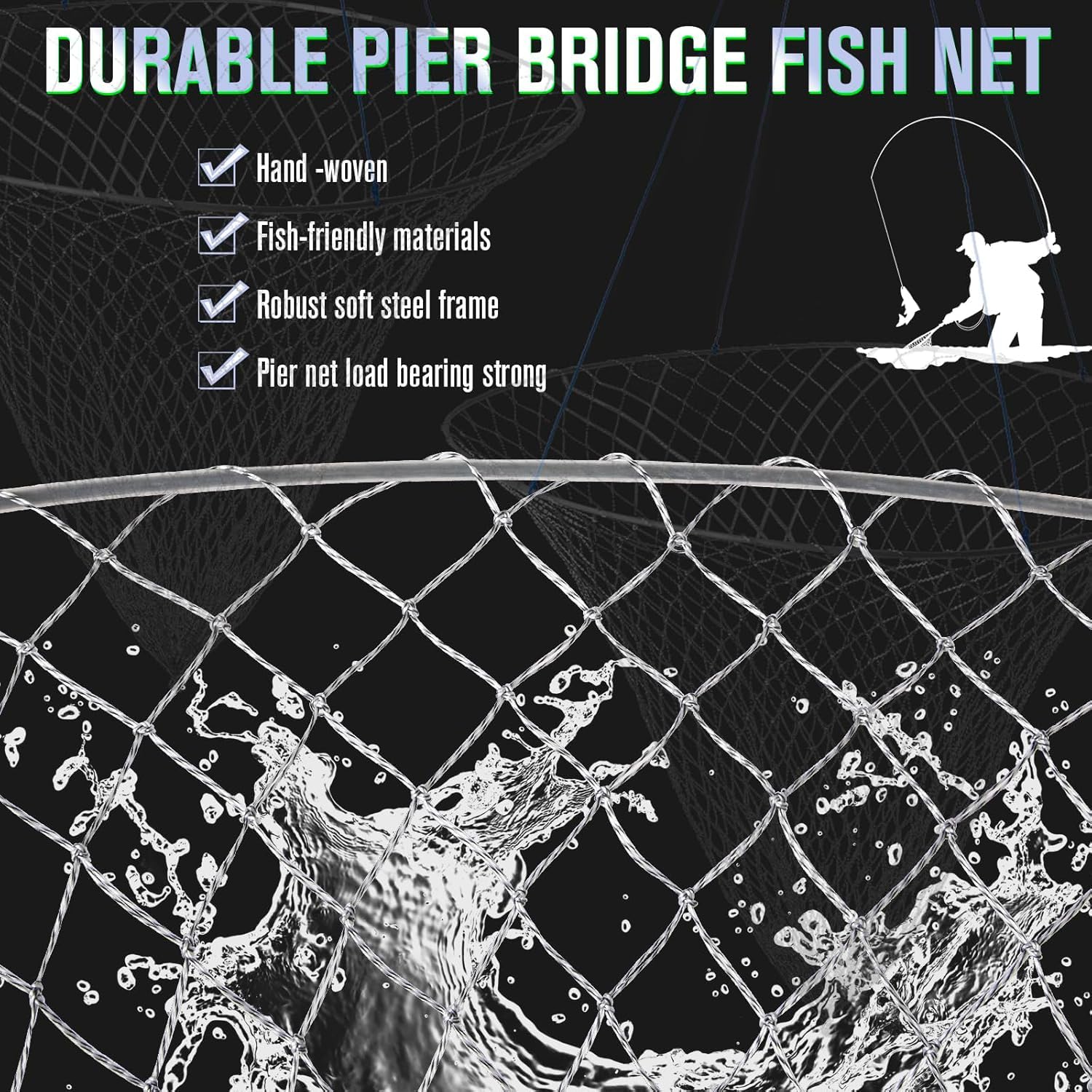 Nylon mesh drop net designed for humane, knotless catches