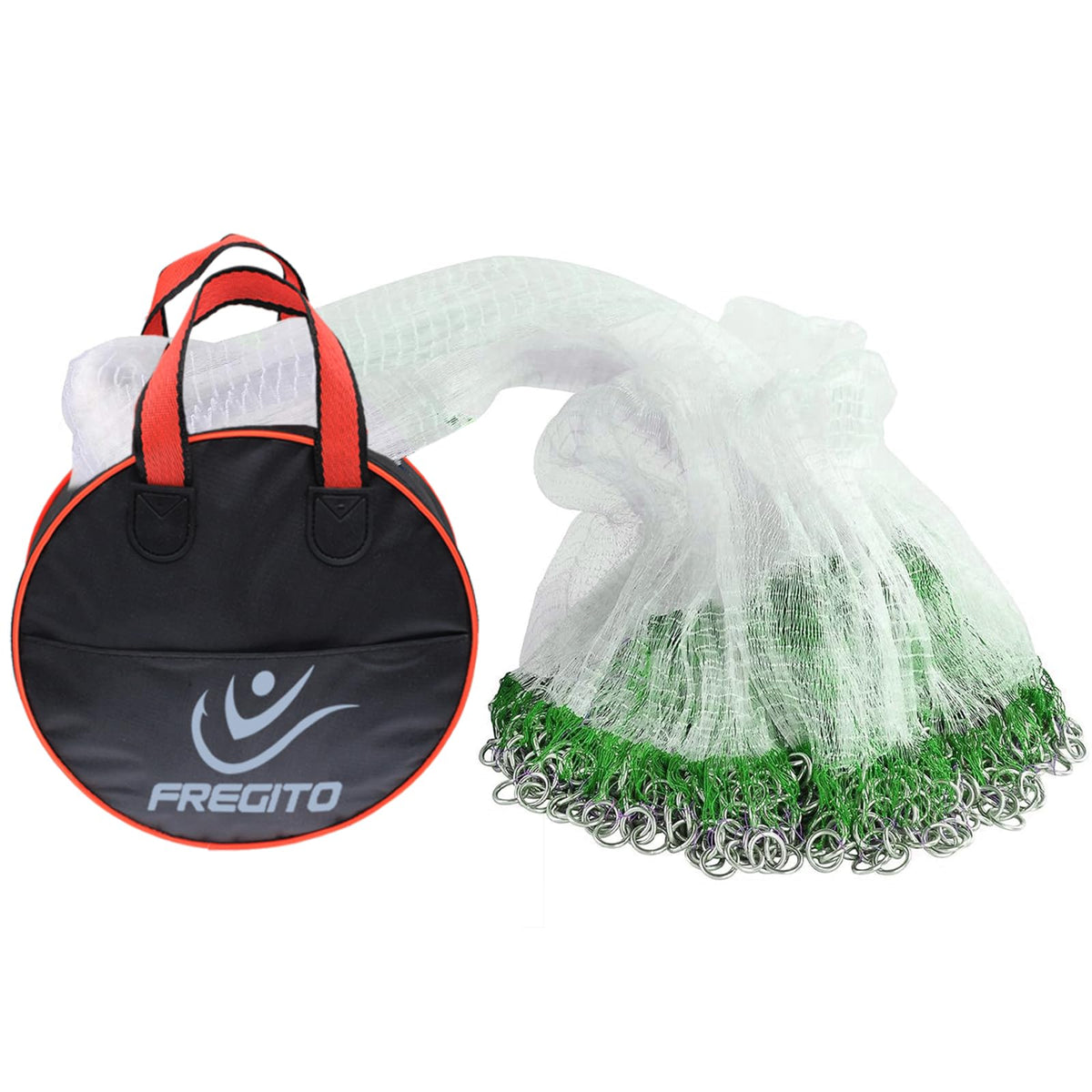 Green nylon monofilament cast net, 8ft, 3/8 inch mesh