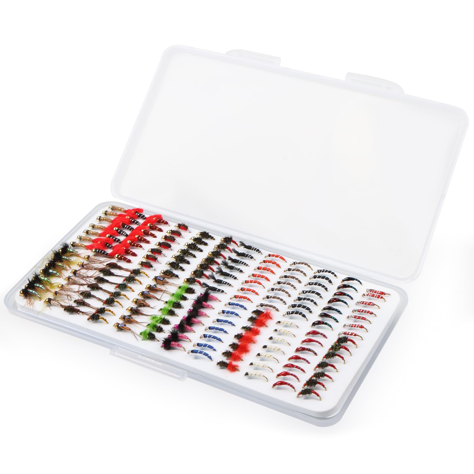 168-piece nymph flies with compact fly box