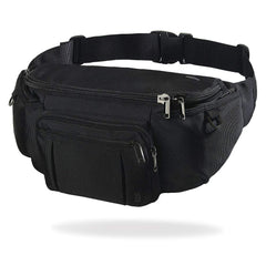 NZII sports fanny pack front view showing six-pocket layout for quick access