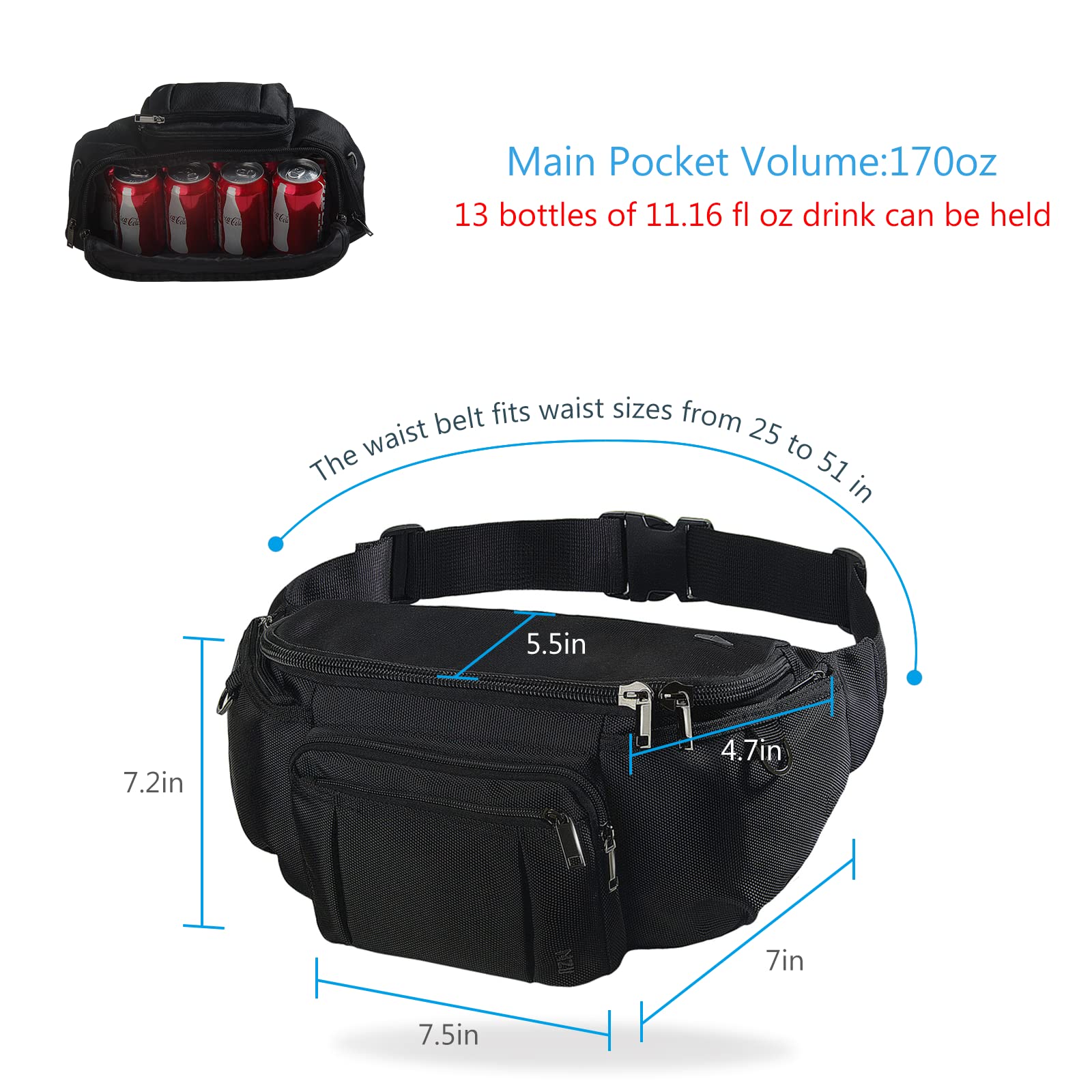 NZII sports fanny pack six-pocket layout keeps valuables organized within reach