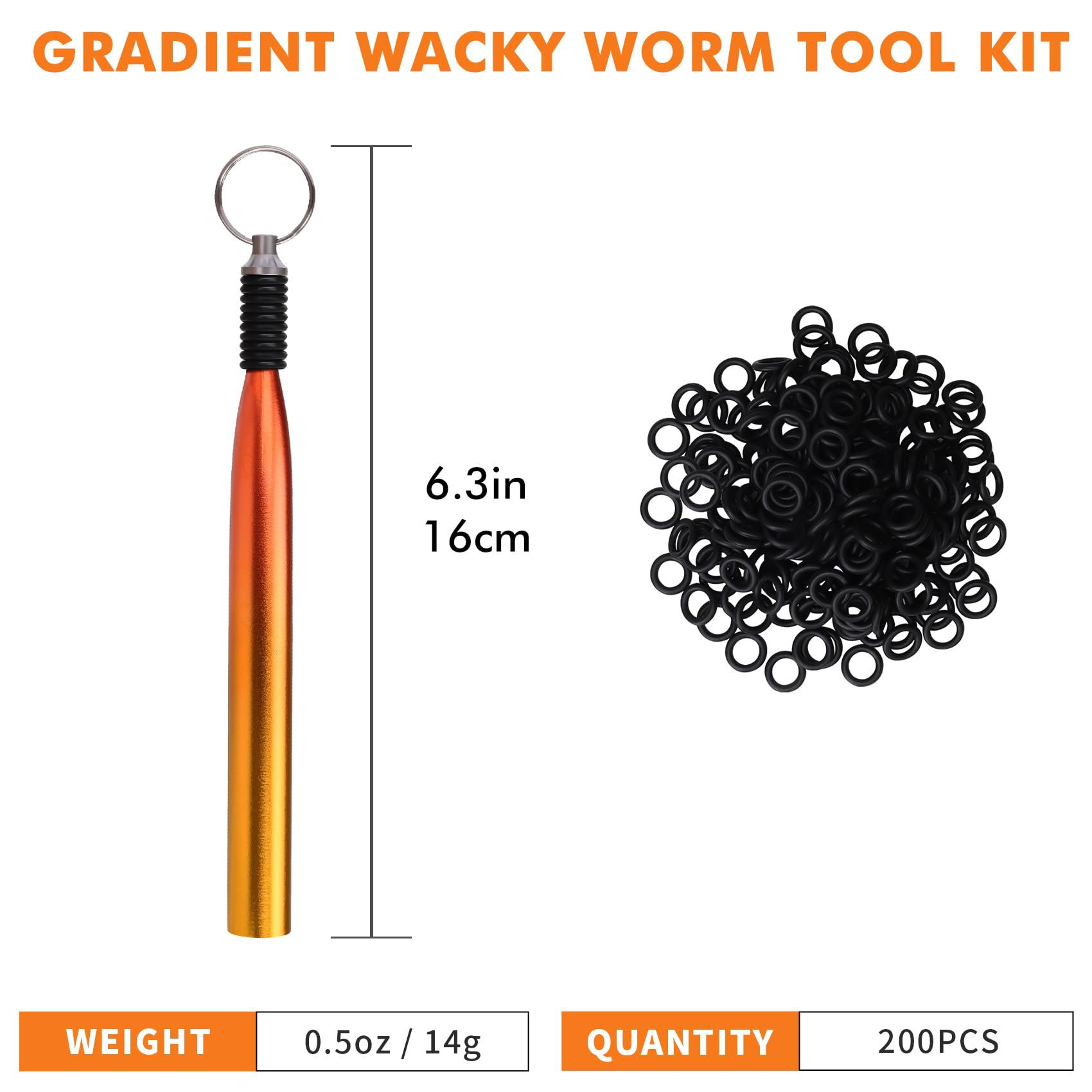 Close up of 210 O rings for wacky worm lures