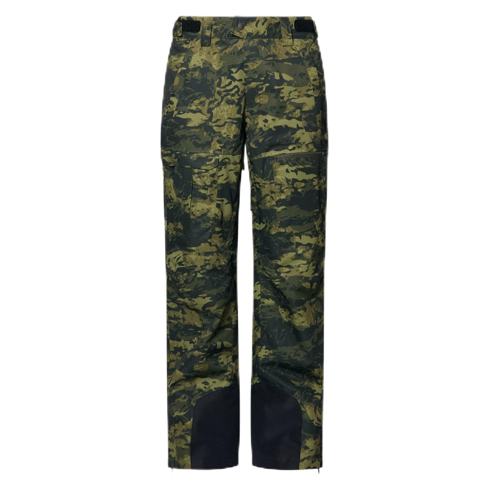 Oakley Divisional Cargo Shell Pant Tiger Camo Green front view highlights water resistance for all-season use