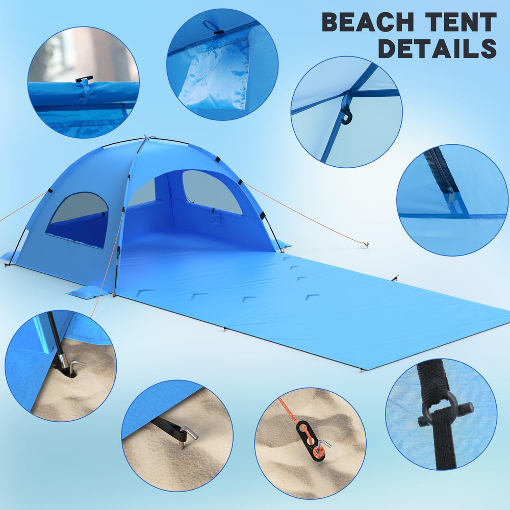 OAOA innovation beach tent 360° ventilation with mesh windows for cool comfort.