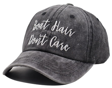 Back view showing adjustable buckle on denim cap