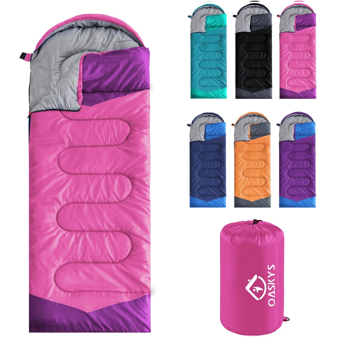 oaskys camping sleeping bag outer material showcases waterproof, breathable 210T fabric for versatile weather comfort.