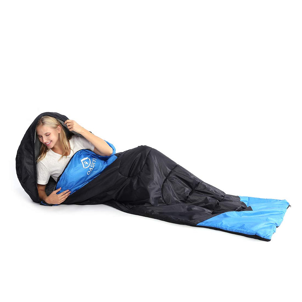 oaskys camping sleeping bag size 200+30 cm x 100 cm fits adults and kids