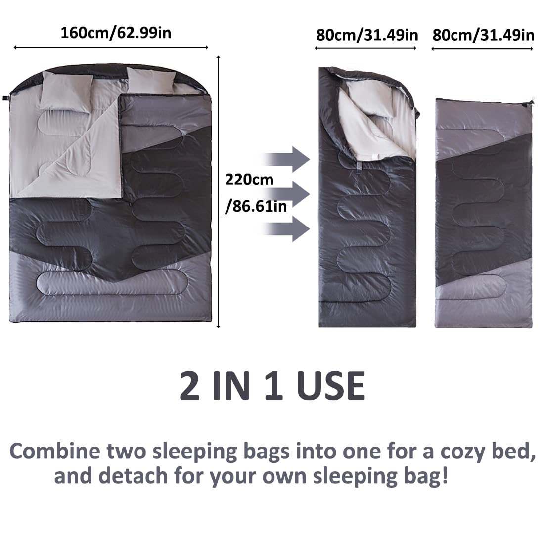 oaskys sleeping bag with 2 pillows in outdoor setting for neck support