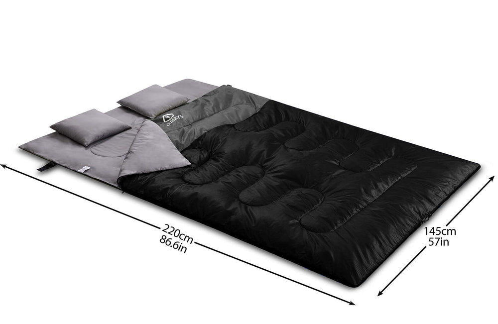oaskys double sleeping bag convertible design shows one large bag or two separate bags