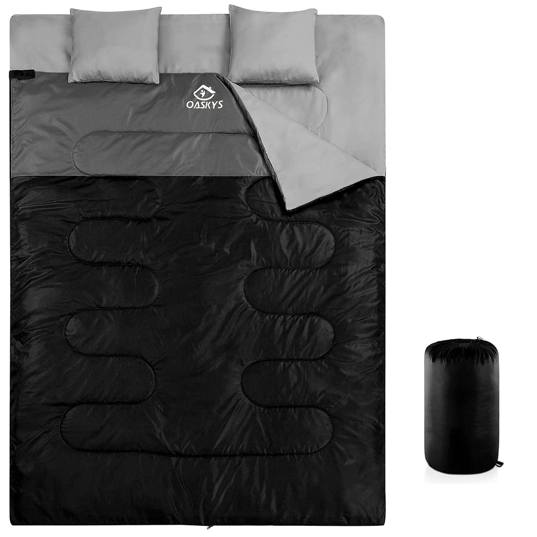 oaskys double sleeping bag outer material shows weatherproof fabric for all-season camping