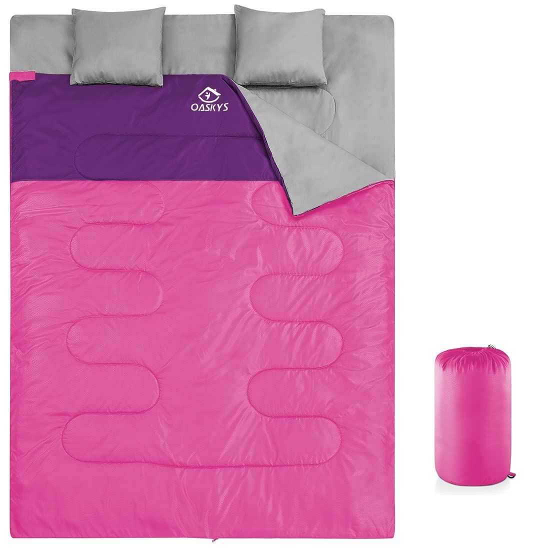 oaskys double sleeping bag queen size unfolded for all-season camping comfort