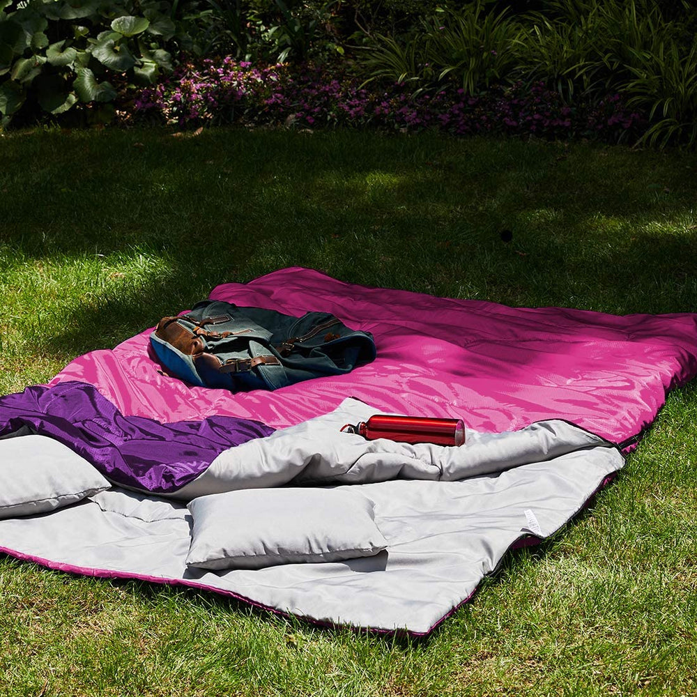 oaskys double sleeping bag queen size with pillows ideal for couples camping