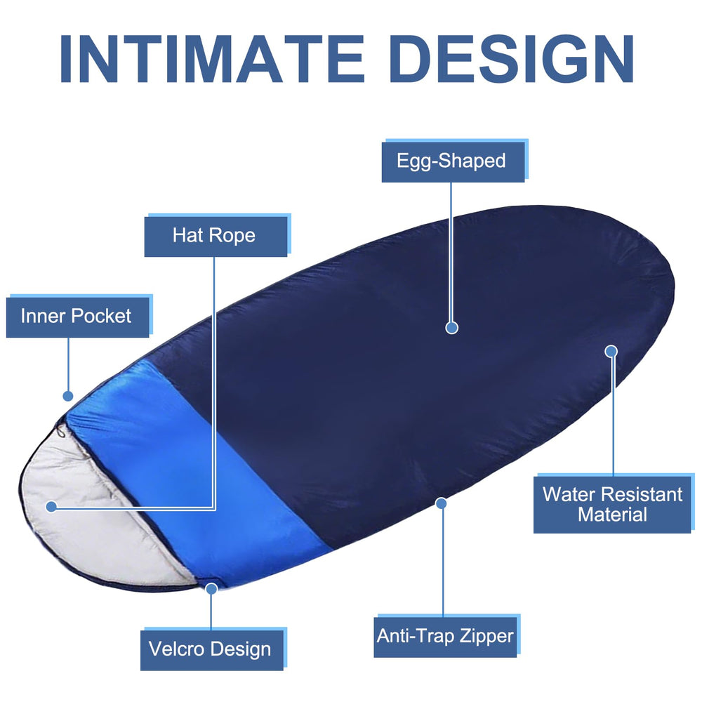 oaskys egg-shaped sleeping bag on a camping setup for restful night sleep