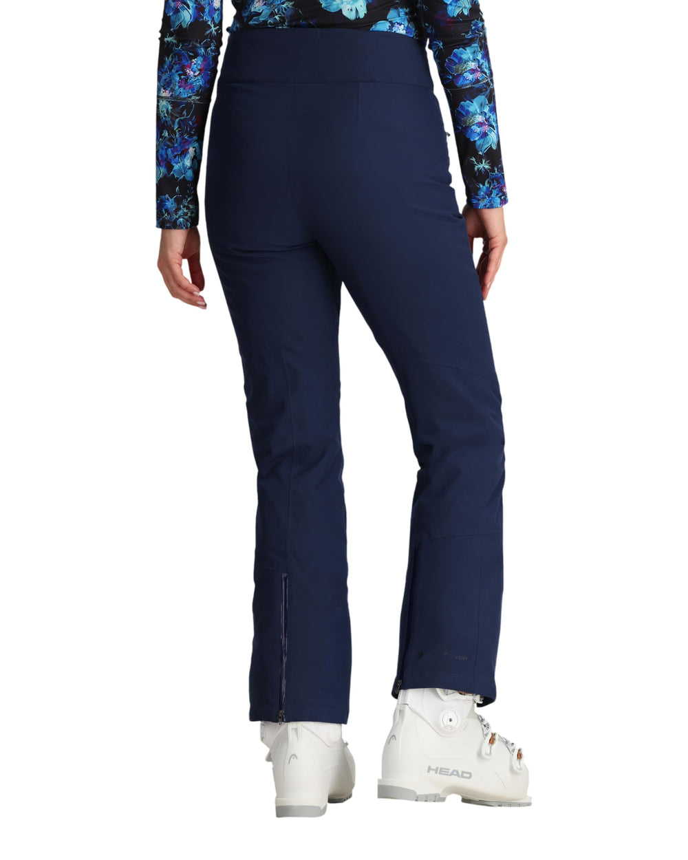 Obermeyer Bliss Pant back view highlighting reinforced hems for durability.