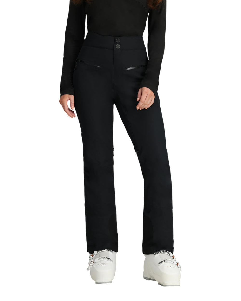 Obermeyer Bliss Pants front view showing sleek waterproof shell for all-day skiing comfort.