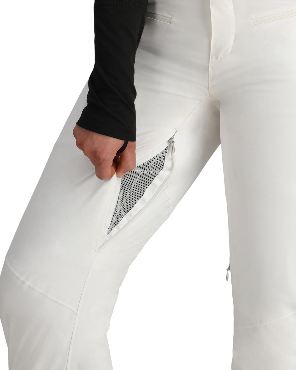 Obermeyer Bliss waistband closeup showing fleece-lined warmth