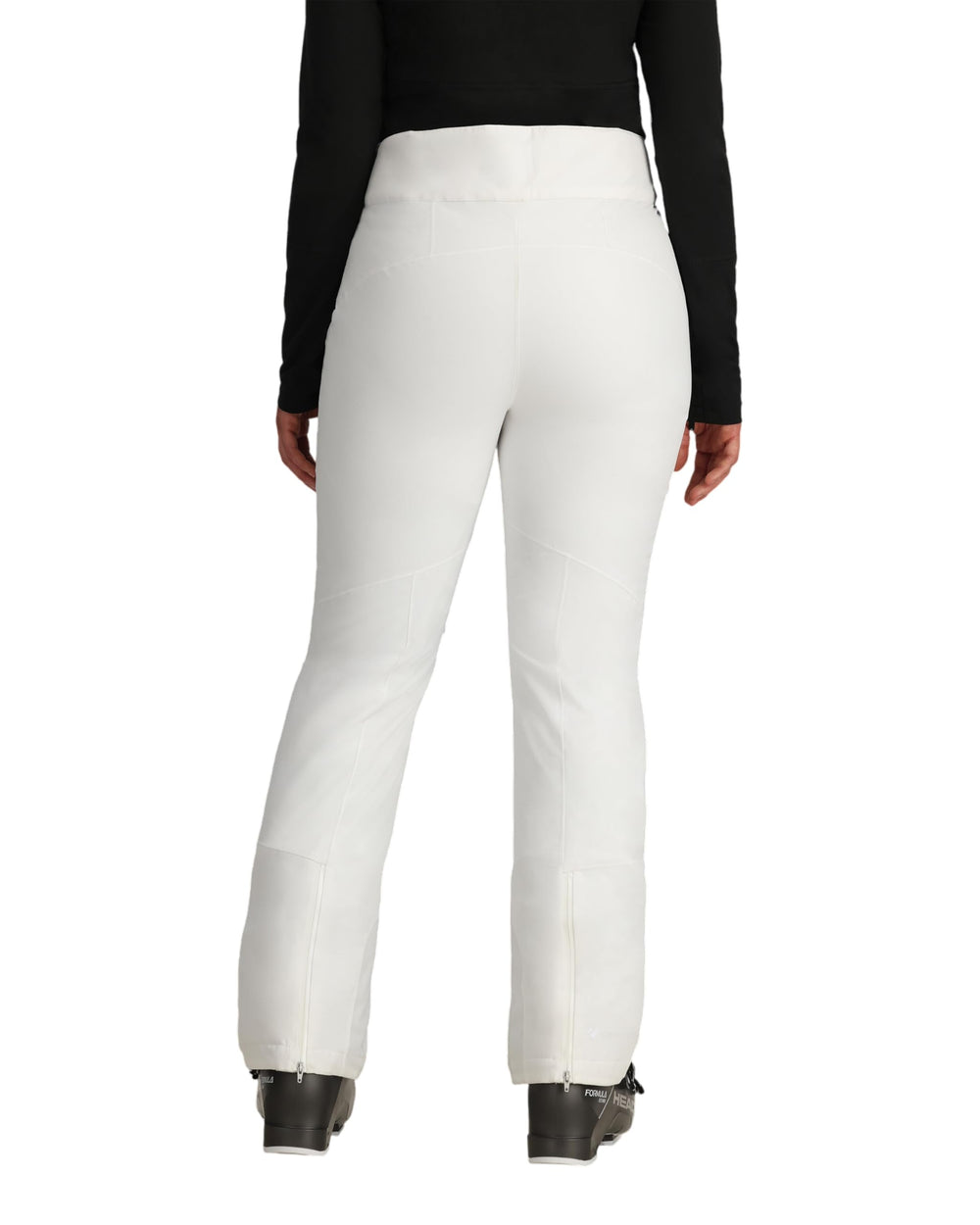 Obermeyer Bliss waistband detail emphasizes fleece lining and secure fit