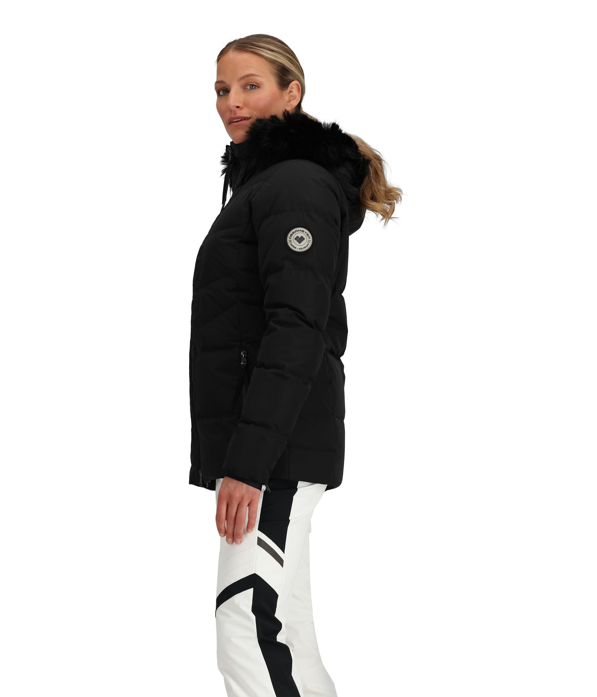 Obermeyer Circe Down Jacket black, back view highlighting full-coverage warmth for commutes.