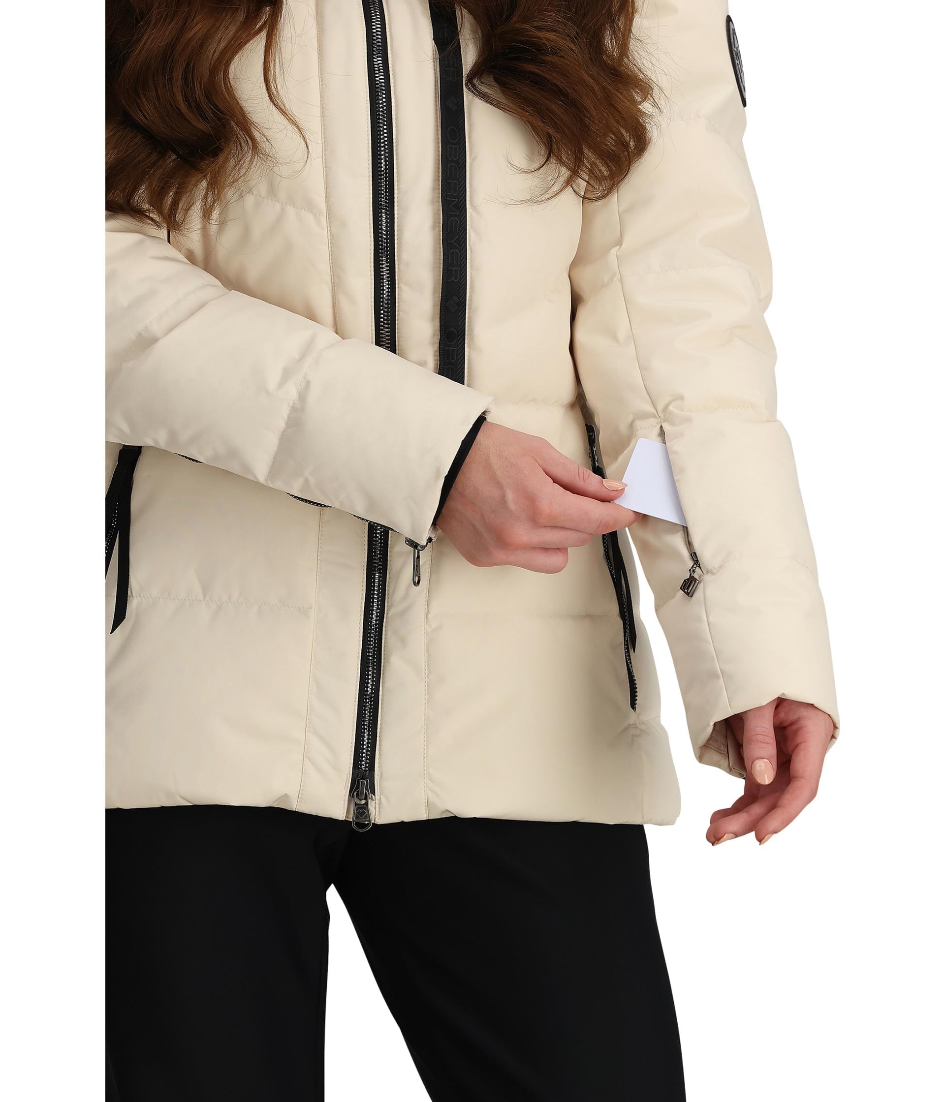 Obermeyer Circe Down Jacket Sahara 14 hood with removable faux fur trim for versatile style