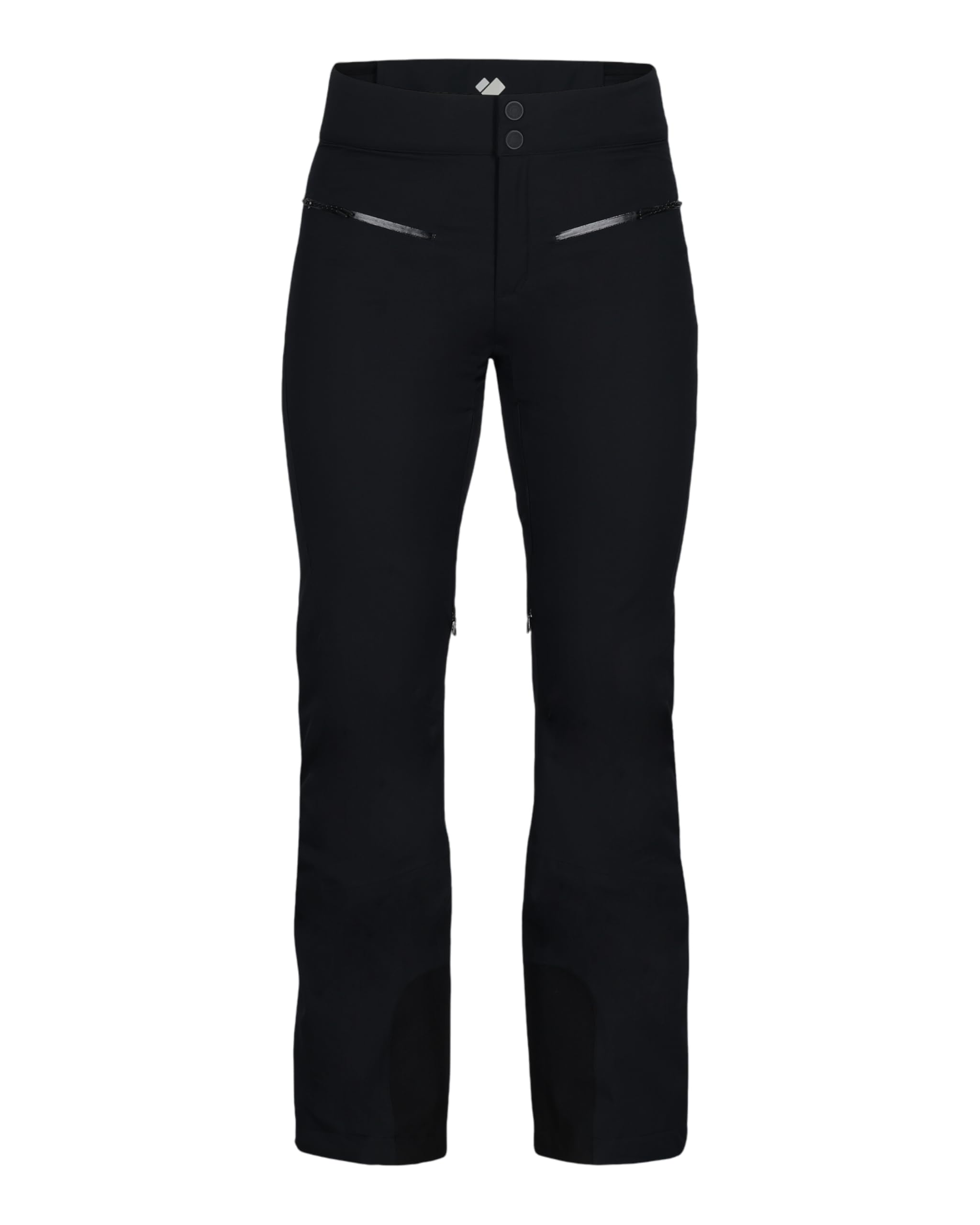 Obermeyer Bliss fleece waistband detail on black ski pants for smooth comfort