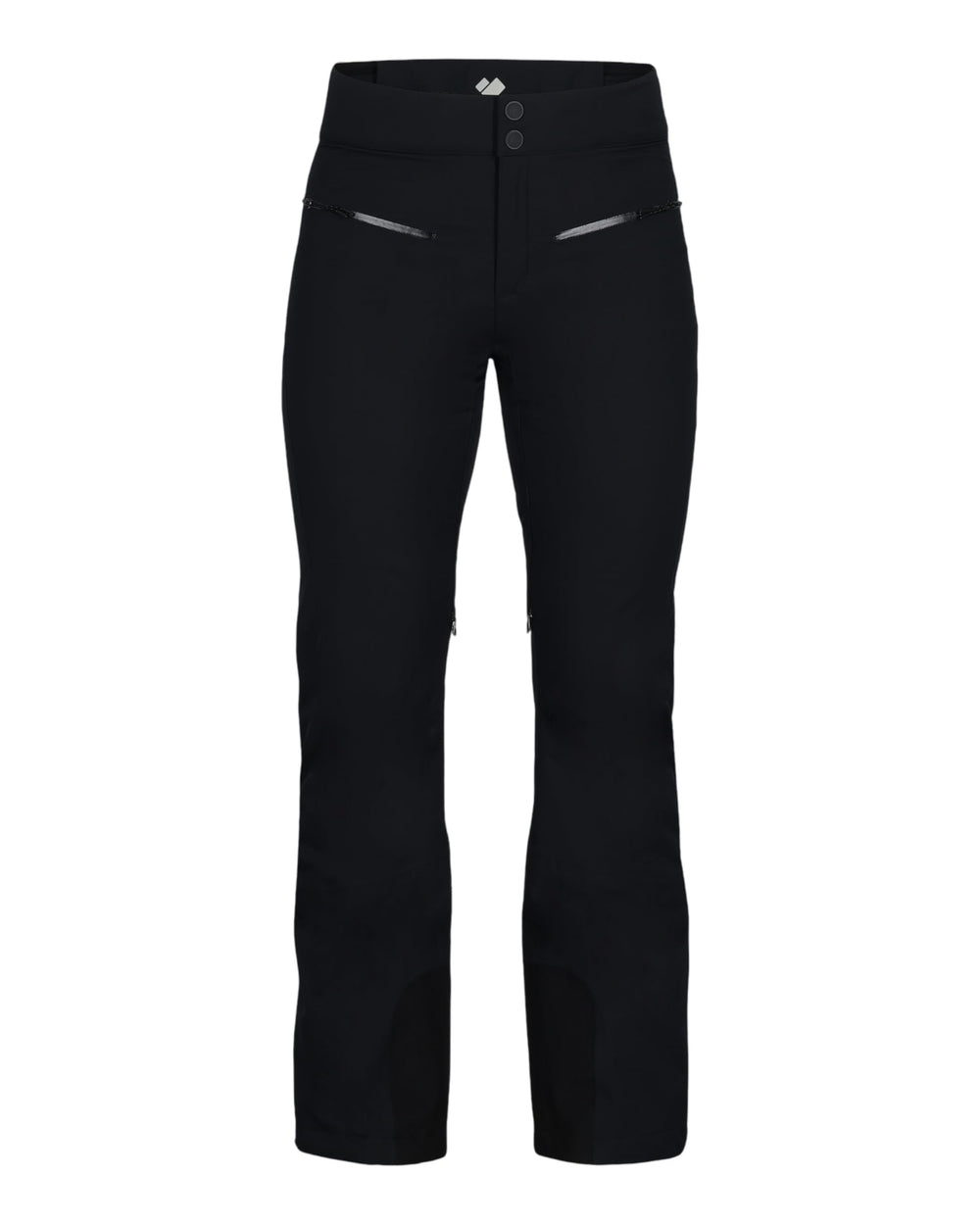 Obermeyer Bliss fleece waistband detail on black ski pants for smooth comfort